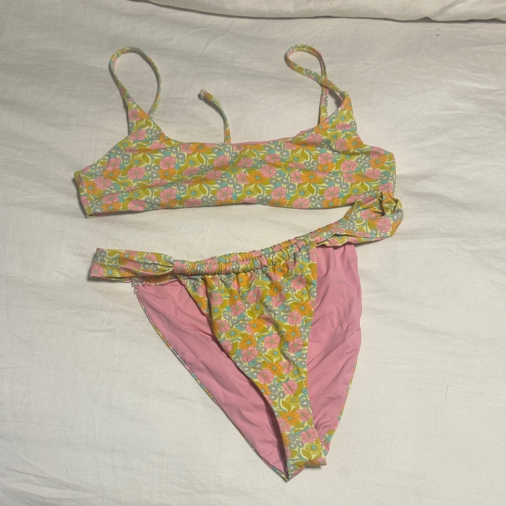 Dippin' Daisy's Pink and Floral Bikini Set